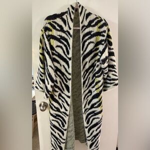 Anthropologie Do Everything in Love, Zebra Print Open Long Cardigan